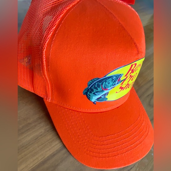 Bass Pro Shops A Frame trucker hat orange SnapBack - Picture 1 of 9